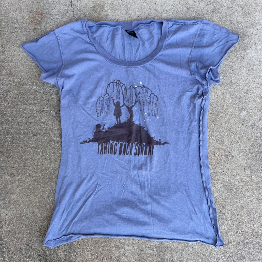 Alternative Taking Back Sunday Band Tee Womens M Blue Raw Hem Emo Pop Punk